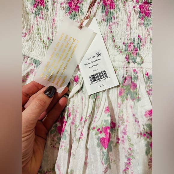 NWT LOVESHACKFANCY DEANNA HALTER DRESS ~ ROSE PICNIC LARGE - Picture 6 of 10